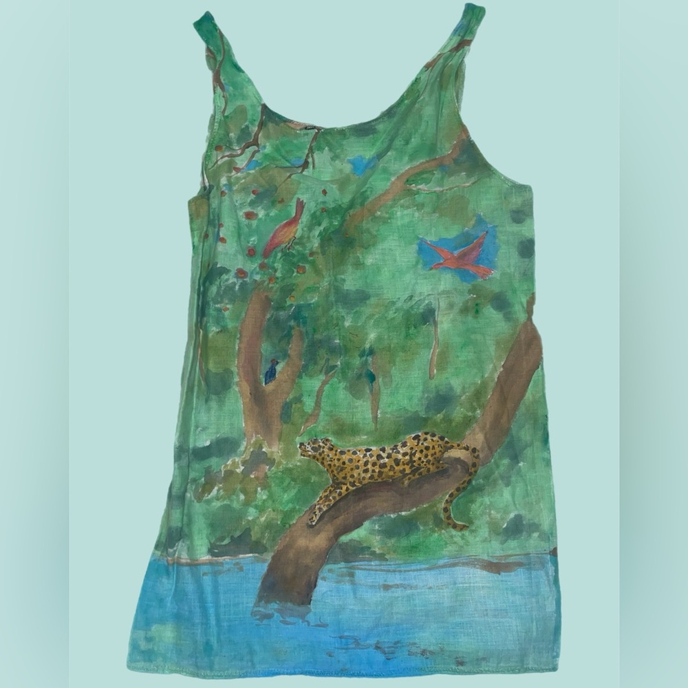 🐅🌿 Hand-Painted & Handmade jungle top 🌿🐅
